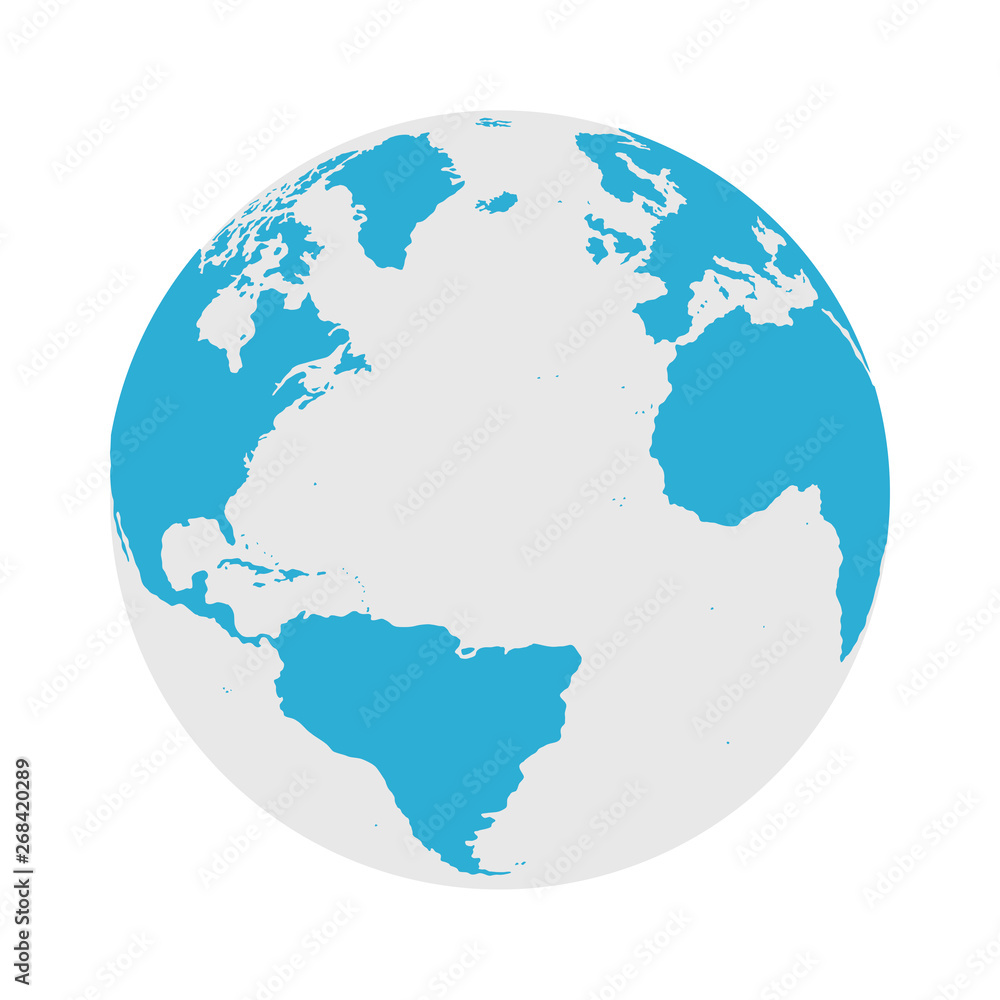 Globe Icon - Round World Map Flat Vector