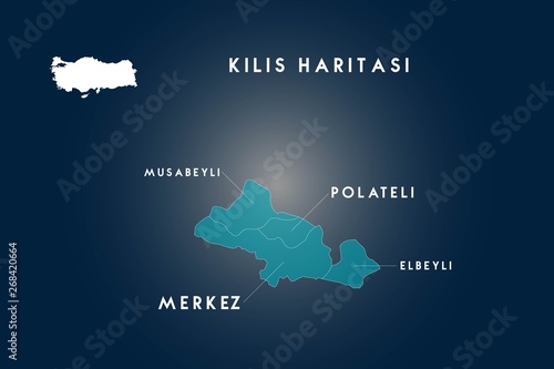 Kilis districts musabeyli, polateli, elbeyli map, Turkey photo