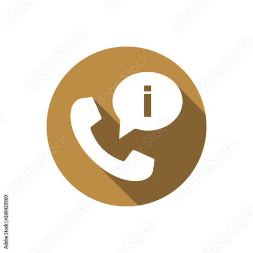 Communication bubble with telephone icon. Call for info icon. Phone icon with speech bubble in trendy flat style. Call icon with message bubble. Call for info symbol