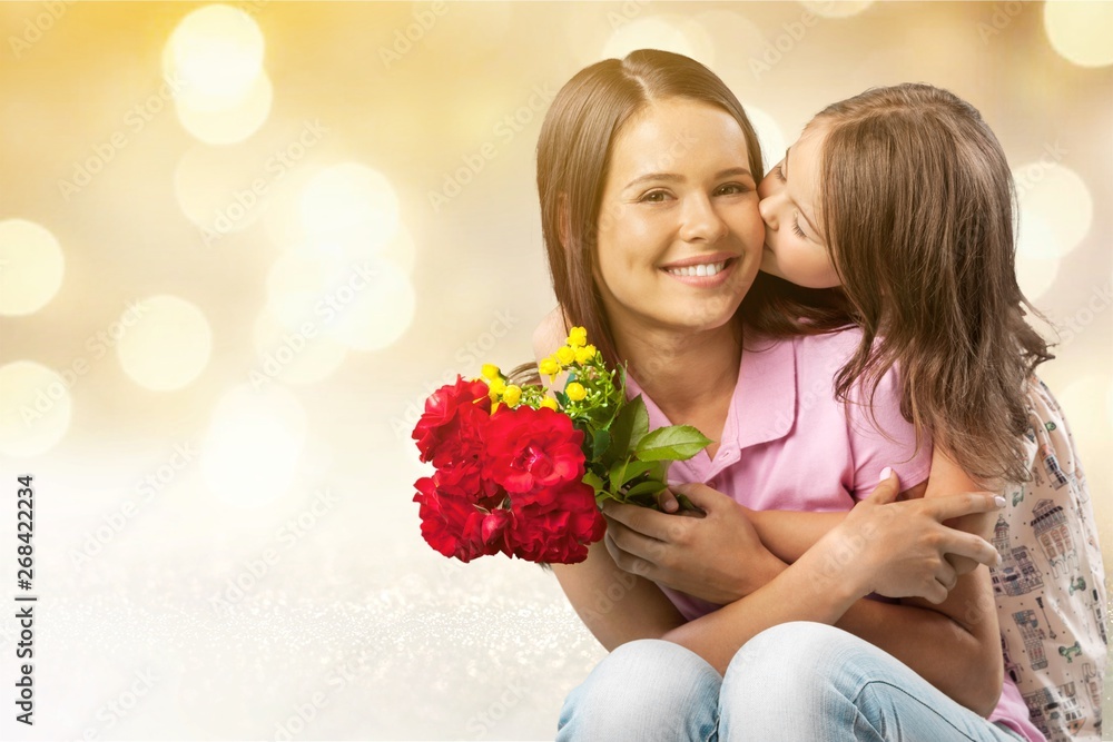 Happy Mother and daughter hugging Happy Mother and daughter hugging