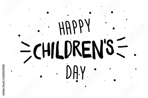 Happy Childrens Day greeting card  banner or poster. World family holiday event design. Vector illustration