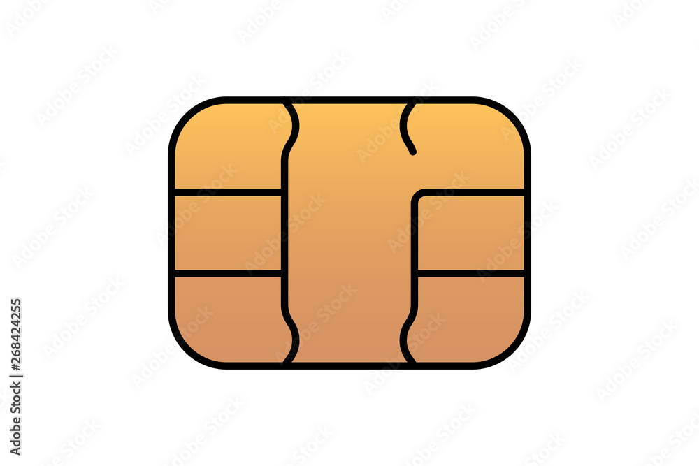 Gold EMV chip icon for bank plastic credit or debit charge card. Vector illustration Gold EMV chip icon for bank plastic credit or debit charge card. Vector illustration