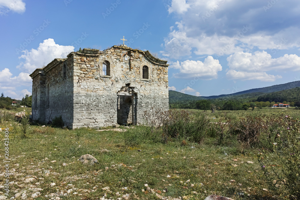 Abandoned Medieval Orthodox church of Saint John of Rila at the bottom of Zhrebchevo Reservoir, Sliven Region, Bulgaria