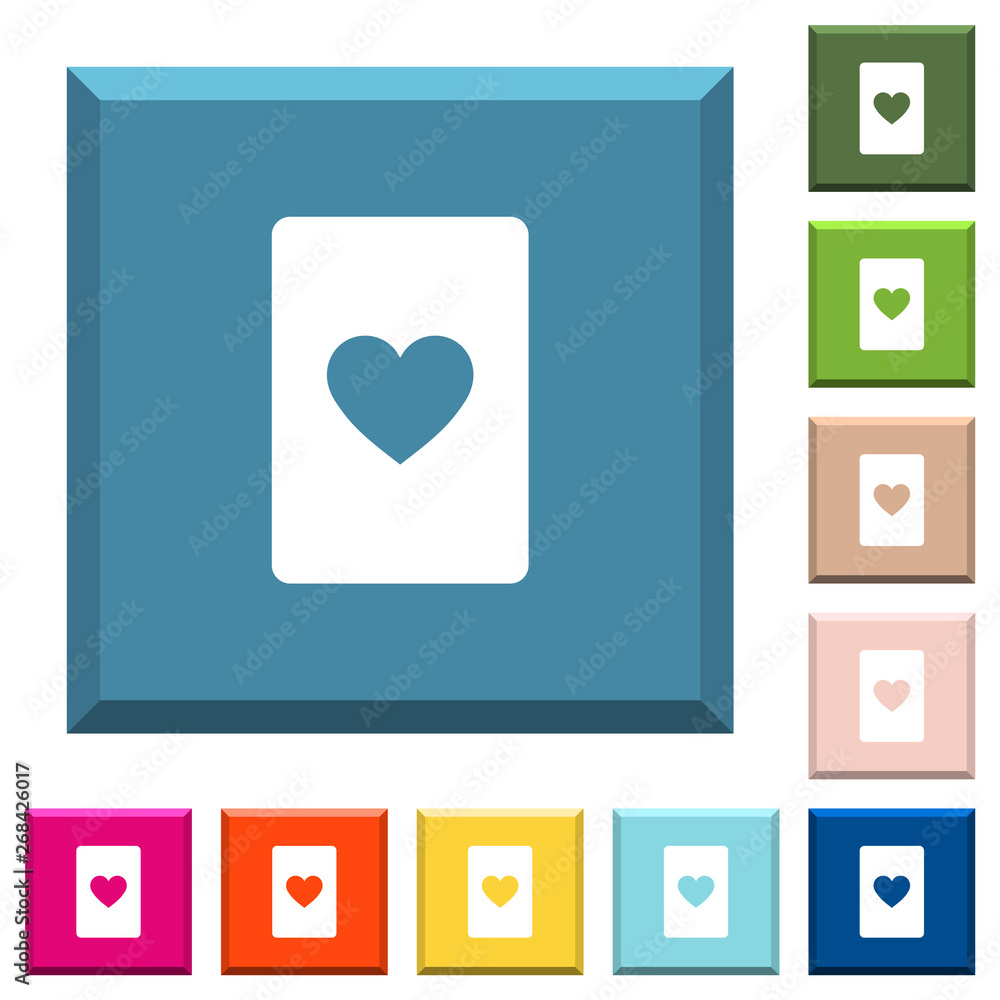 Heart card symbol white icons on edged square buttons Heart card symbol white icons on edged square buttons