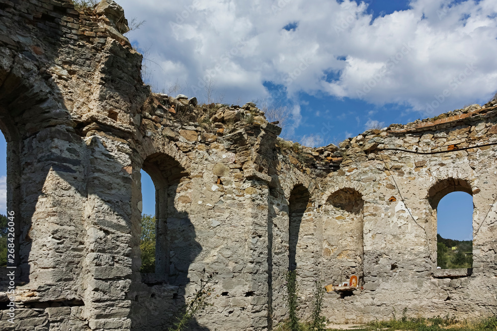 Abandoned Medieval Orthodox church of Saint John of Rila at the bottom of Zhrebchevo Reservoir, Sliven Region, Bulgaria