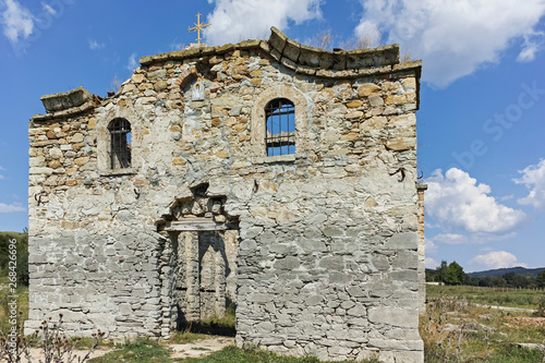 Abandoned Medieval Orthodox church of Saint John of Rila at the bottom of Zhrebchevo Reservoir, Sliven Region, Bulgaria photo