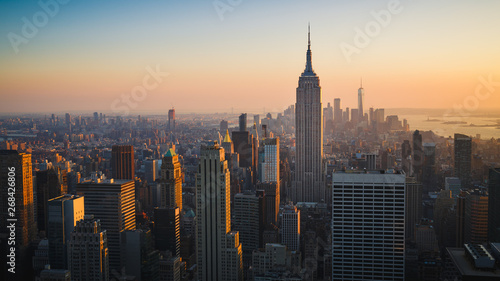 New York City Skyline with Urban Skyscrapers at Sunset, USA © heyengel