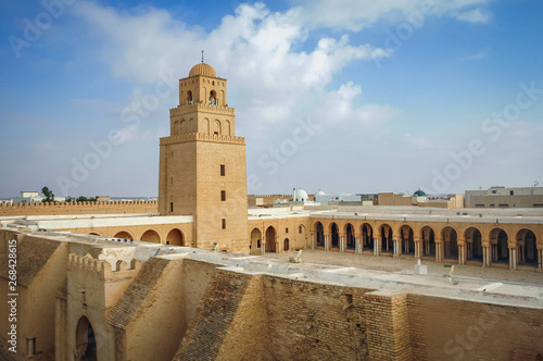 View on the Great Mosque also known as Mosque of Uqba in Kairouan city, Tunisia photo