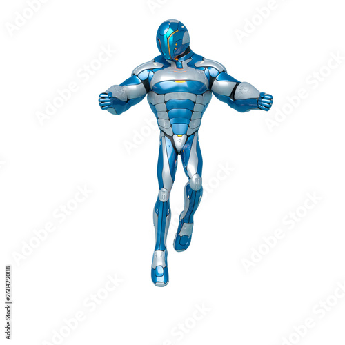 sci fi astronaut cartoon is is floating on the air in a white background © DM7