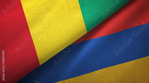 Guinea and Armenia two flags textile cloth, fabric texture 