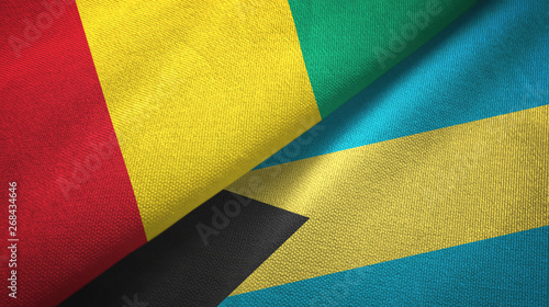 Guinea and Bahamas two flags textile cloth, fabric texture 