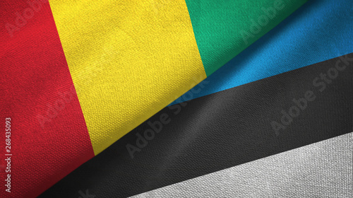 Guinea and Estonia two flags textile cloth, fabric texture