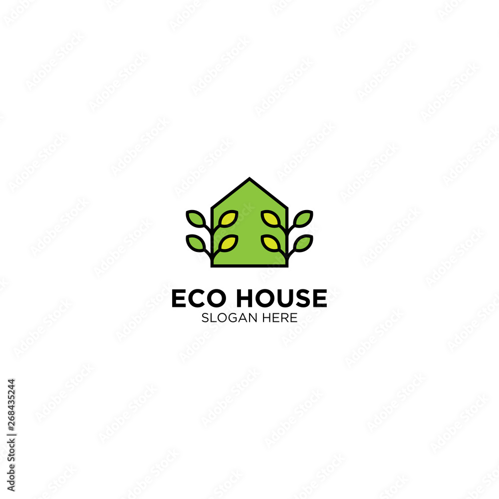Eco House logo vector line outline monoline icon illustration - Vector Eco House logo vector line outline monoline icon illustration - Vector