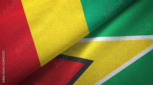 Guinea and Guyana two flags textile cloth, fabric texture