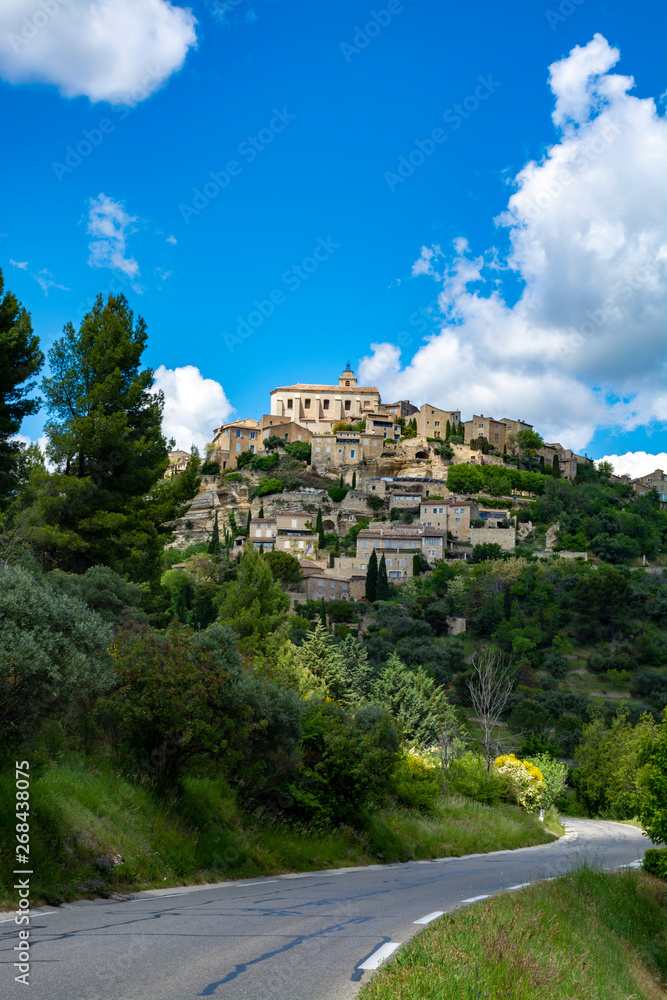 Provencal ancient town Gordes, tourists and vacation destination in South of France