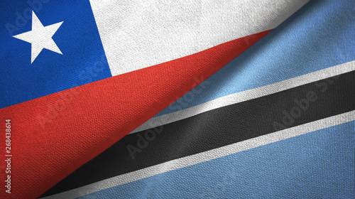 Chile and Botswana two flags textile cloth, fabric texture 