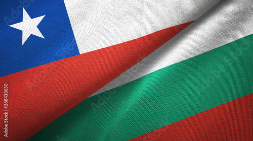 Chile and Bulgaria two flags textile cloth, fabric texture 