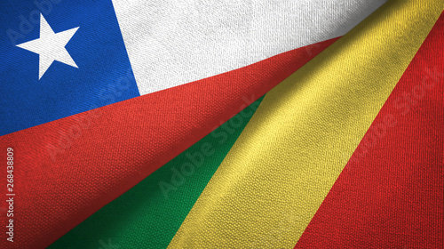 Chile and Congo two flags textile cloth, fabric texture 