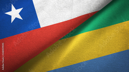 Chile and Gabon two flags textile cloth, fabric texture