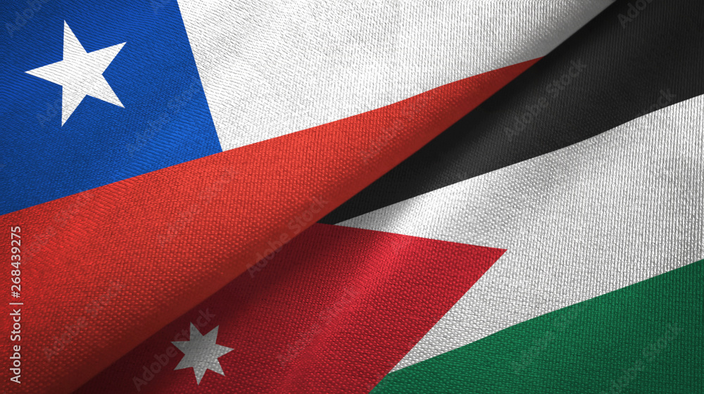 Chile and Jordan two flags textile cloth, fabric texture Chile and Jordan two flags textile cloth, fabric texture