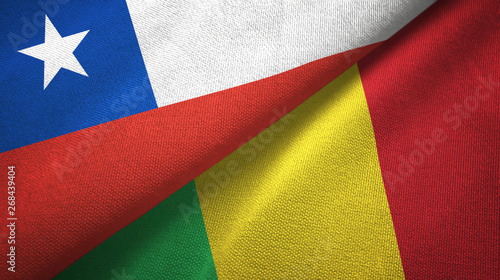 Chile and Mali two flags textile cloth, fabric texture