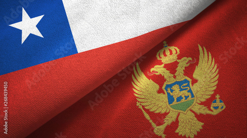 Chile and Montenegro two flags textile cloth, fabric texture