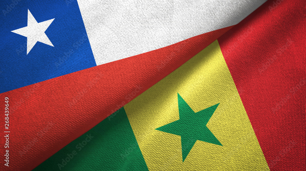 Chile and Senegal two flags textile cloth, fabric texture Chile and Senegal two flags textile cloth, fabric texture
