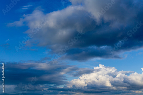 Beautiful vivid vibrant blue sky with white clouds.
