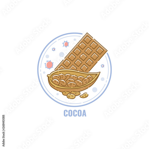 Label for products containing cocoa allergen vector isolated on background.