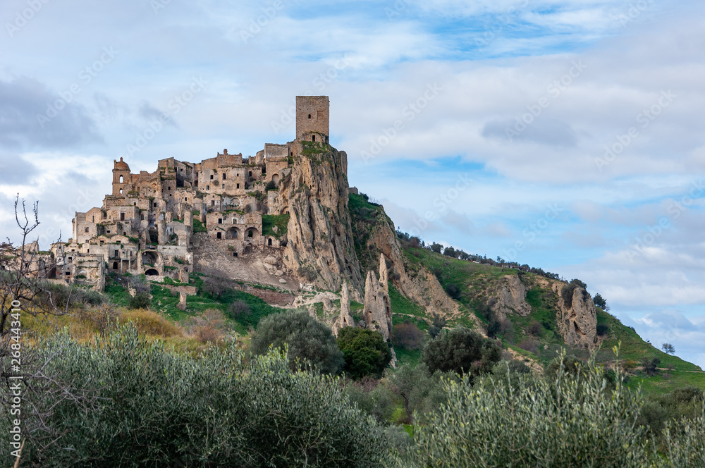 Obraz premium Craco, the ghost town near Matera, the city of stones. Craco famous in the world for being used in films and advertising.