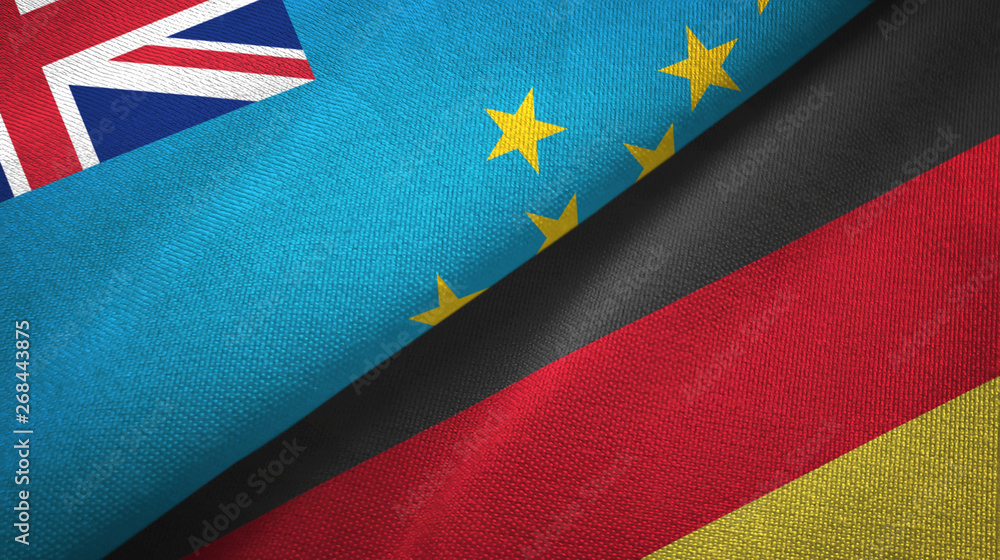 Tuvalu and Germany two flags textile cloth, fabric texture Tuvalu and Germany two flags textile cloth, fabric texture