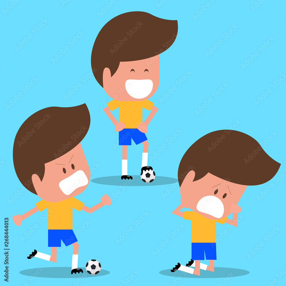Set of Football player character. Brazil soccer player. National Brazil. Cartoon Flat Design. vector illustration Set of Football player character. Brazil soccer player. National Brazil. Cartoon Flat Design. vector illustration