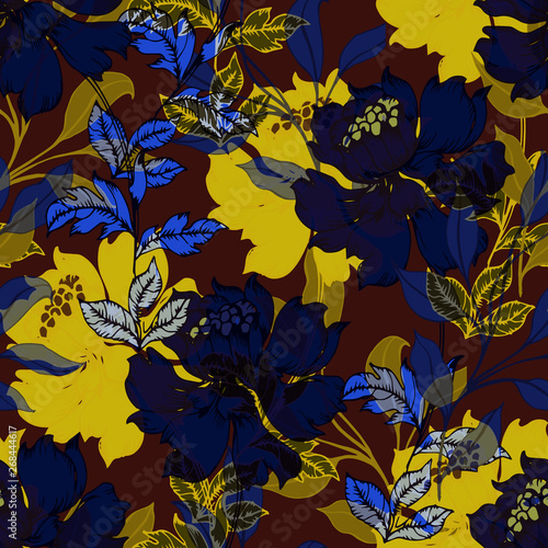 Beautiful seamless floral pattern background. © thitiphorn