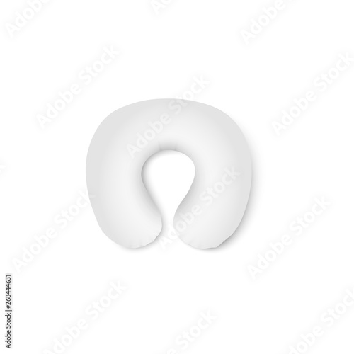 Traveling white comfort neck orthopedic pillow vector 3d isolated on white.