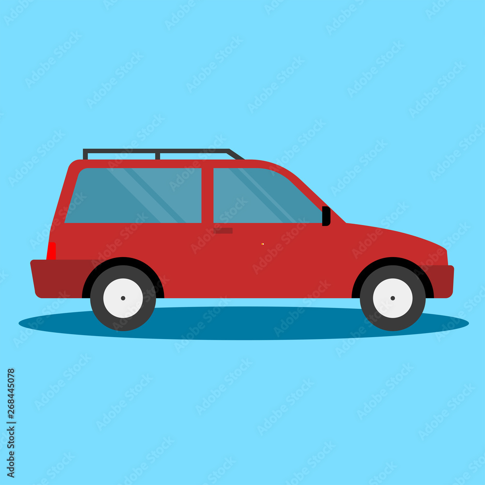 Red Car side view - Illustration
