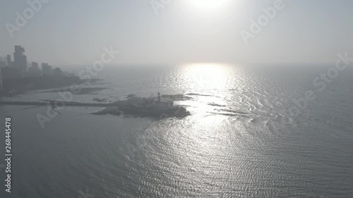 Haji Ali Dargah mosque in Mumbai, 4k aerial ungraded/flat photo