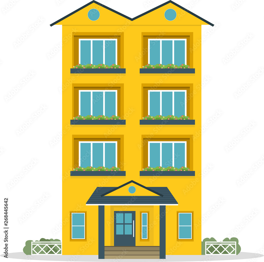 Apartment Building and City Illustration