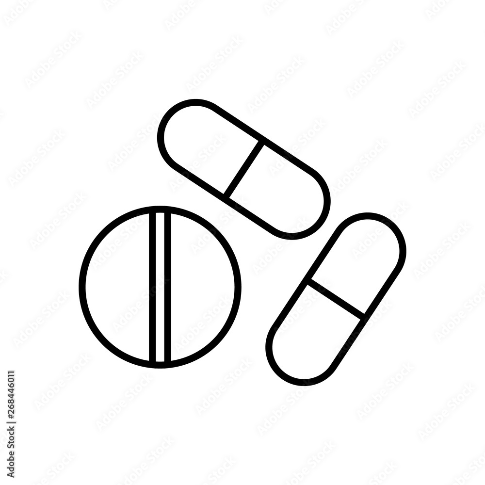 Icon of uncolored pill, pellet and capsule Icon of uncolored pill, pellet and capsule
