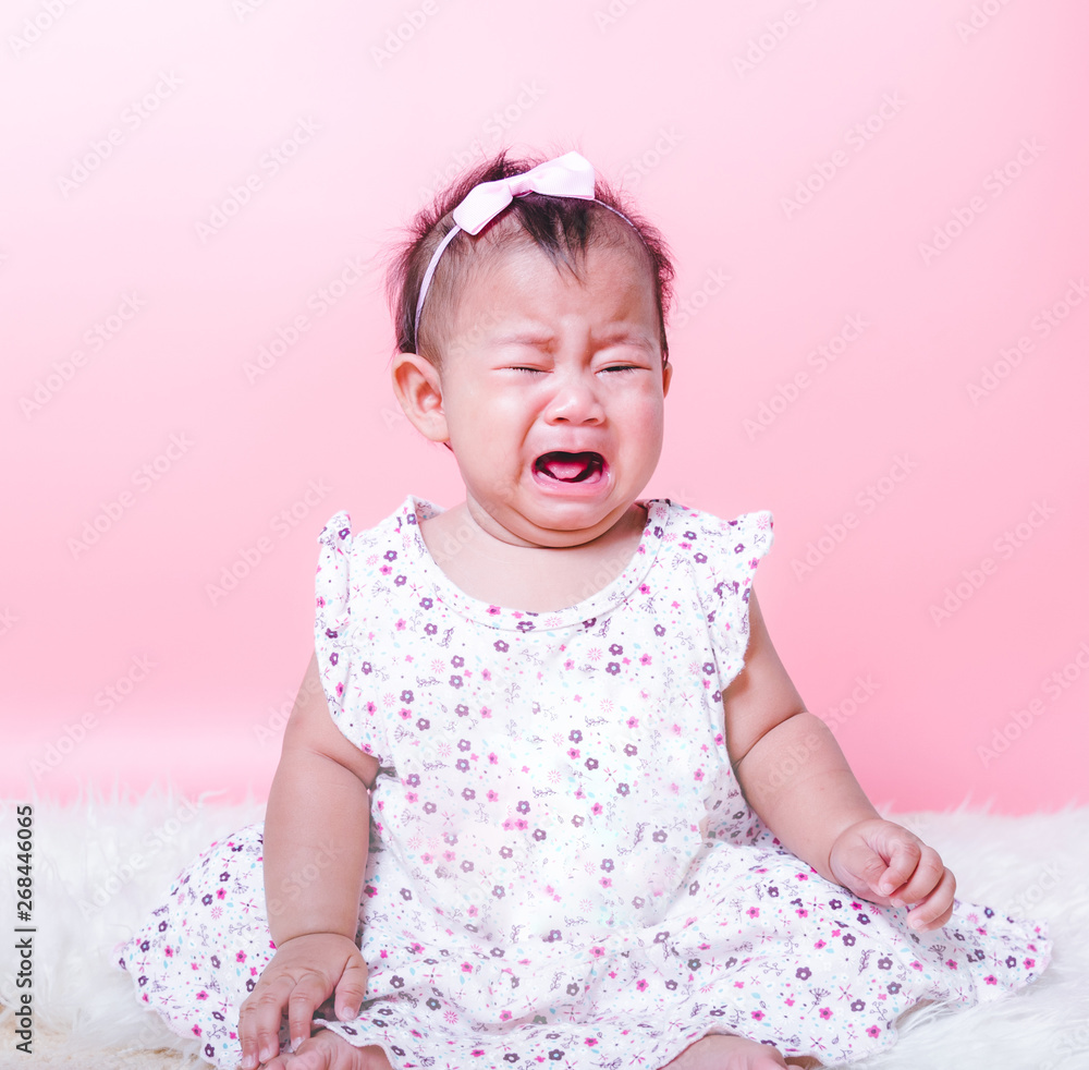 Asian girl baby face crying