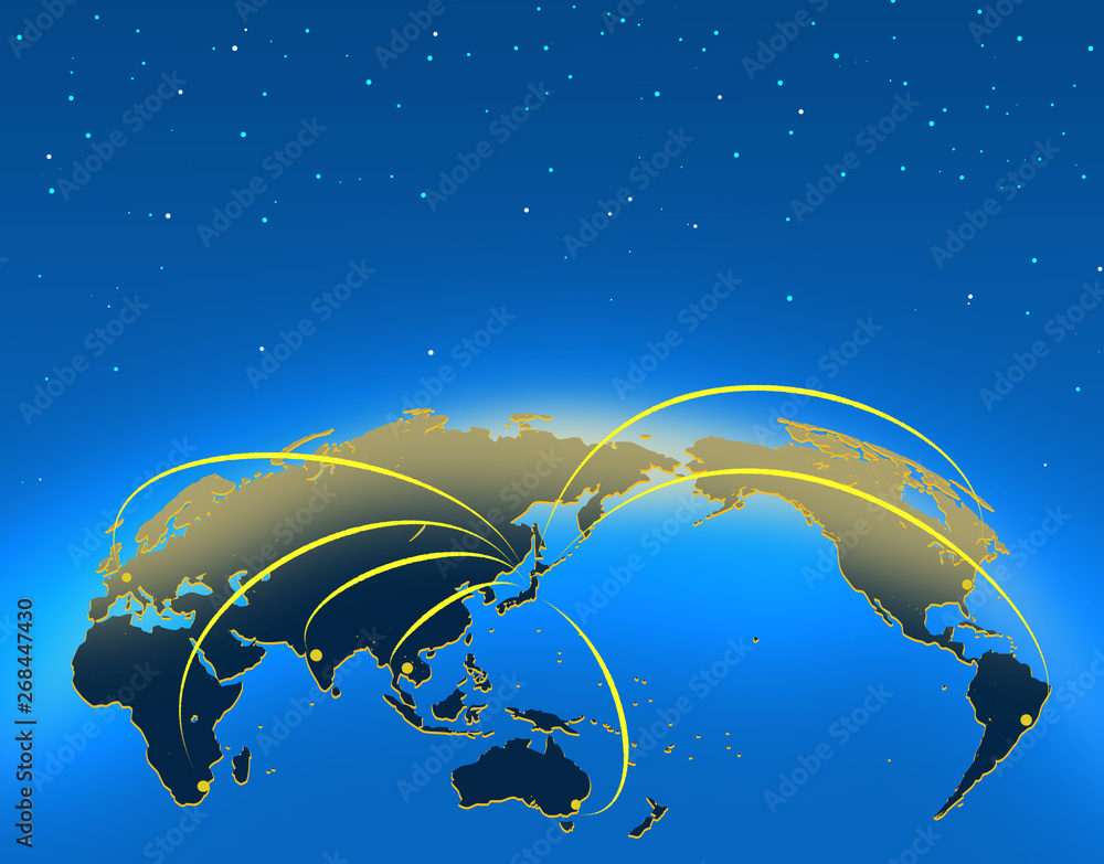 ビジネスイメージ 世界地図 経済 日本経済 グローバル 取引 世界シェア Stock イラスト Adobe Stock