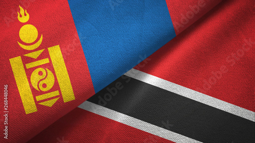 Mongolia and Trinidad and Tobago two flags textile cloth, fabric texture