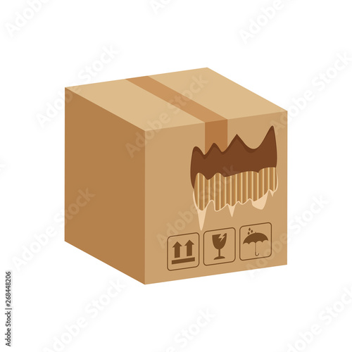 crate boxes torn hole damaged, ripped broken cardboard box brown, damaged torn cardboard parcel boxes, packaging cargo tear, 3d boxes brown ripped, rips box packaging isolated on white background