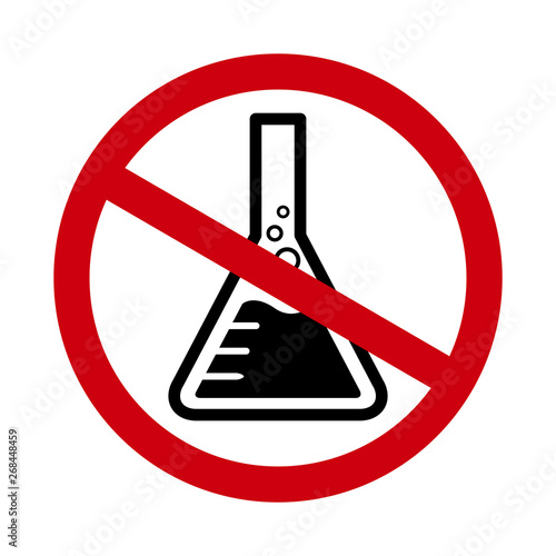 chemicals free symbol, danger chemicals warning sign chemical safety, mercury free icon in red crossed circle forbidden sign with a chemical flask tube icon sign, do not allowed use toxic chemical