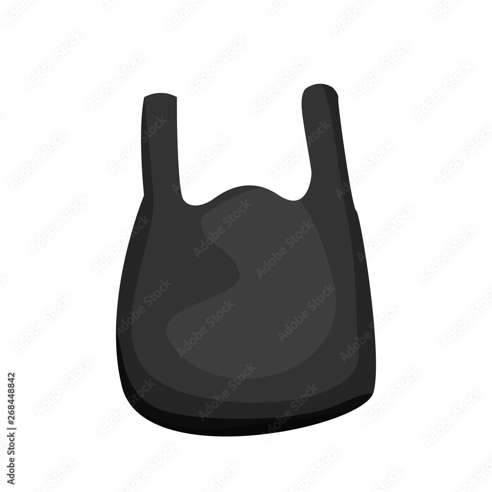 illustration bag plastic black waste isolated on white background, cartoon  plastic bag waste garbage, clip art of pollution from plastic bag waste, plastic  bag image for flat icon info graphic Stock Vector |