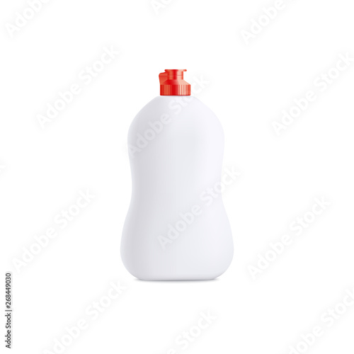 Dishwashing liquid bottle realistic mockup isolated on white background.
