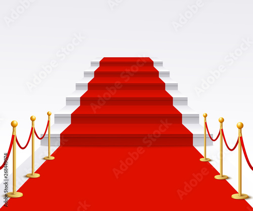 Luxury red carpet staircase background, success and fame walk for vip gala celebration event