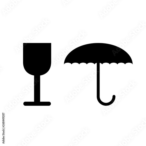 Fragile color icon. Keep dry. Handle with care. Isolated vector illustration