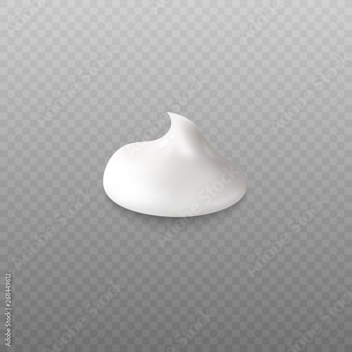 Realistic white cream blob isolated on white background