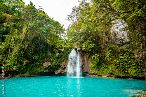 Fototapeta Naklejka Na Ścianę i Meble -  Kawasan Falls on Cebu island in Philippines, turquoise waterfalls