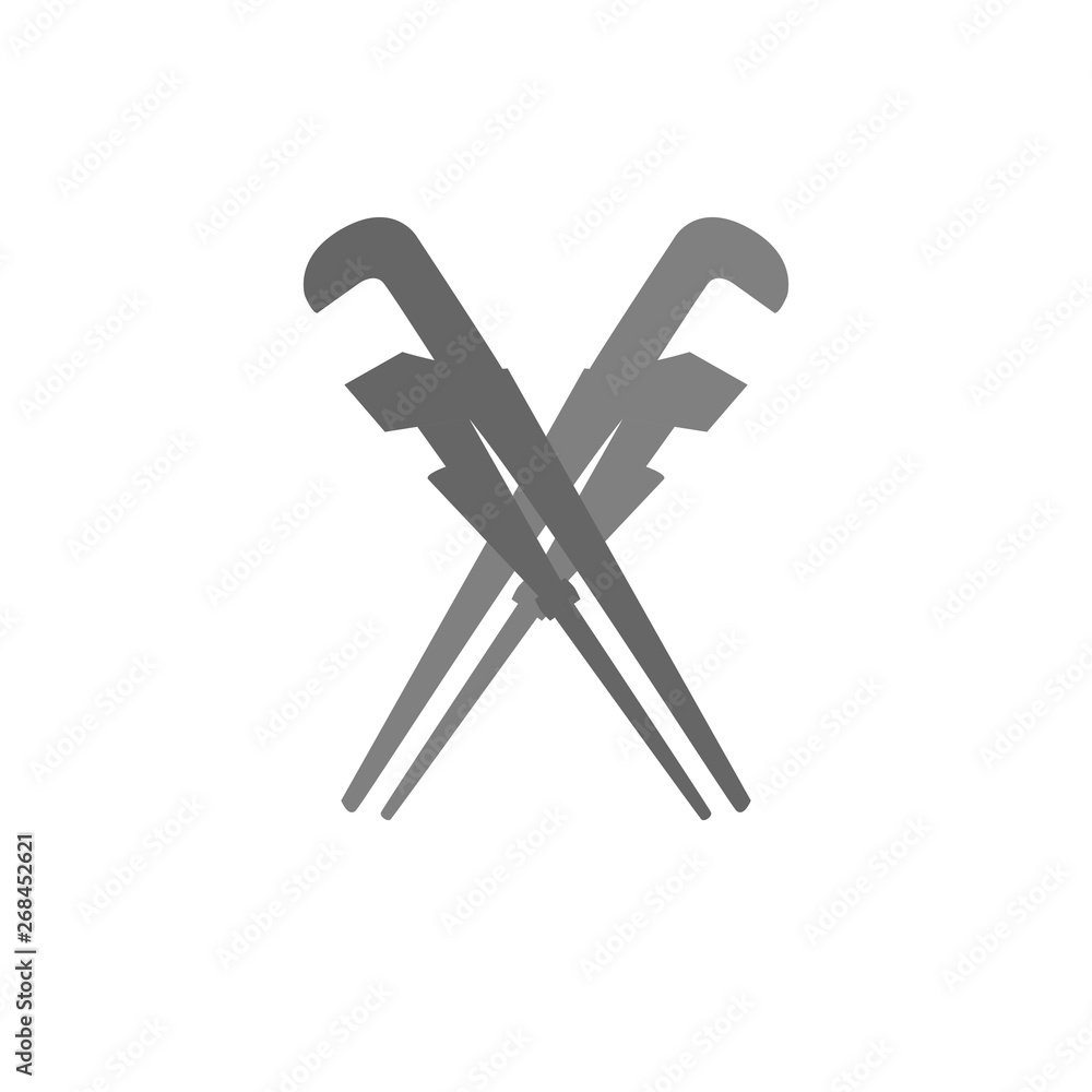 Brand logo for repair companies. Crossed wrenches. Repair and maintenance of gas equipment Brand logo for repair companies. Crossed wrenches. Repair and maintenance of gas equipment